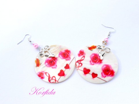 Náušnice perleťové - sleva červená korálky náušnice mašle růžová bílá kytičky kytička perleť bižuterie mašlička sleva pár 