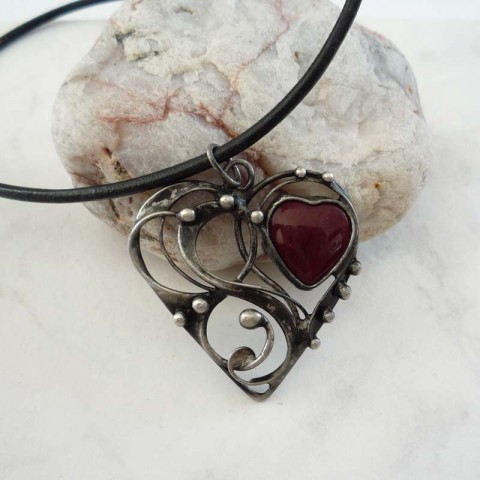 Srdce..jaspis náhrdelník přívěsek srdce srdíčko láska jaspis minerály 