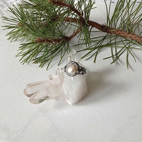 Prstýnek s perlou II. šperk prsten patina prstýnek tiffany říční perla minerály cínovaný 