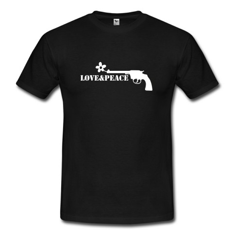 tričko Love & Peace (velikost L) květina láska triko černé tričko dámské unisex pánské zbraň mír rebel 