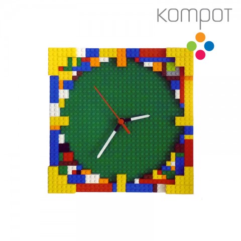 LEGO HODINY :: zelené originální hodiny vintage dětské cool vtipné kompot stavebnice lego nástěnné lega 