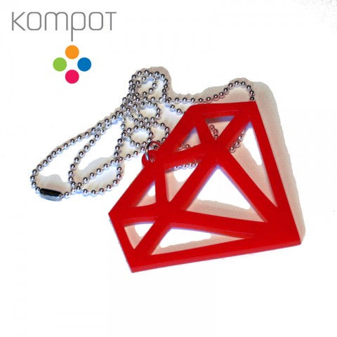 DIAMANT na krk :: červený plast diamant plastové plexi kompot plexisklo emo plexiglass diamanty scene scenecore scene core 