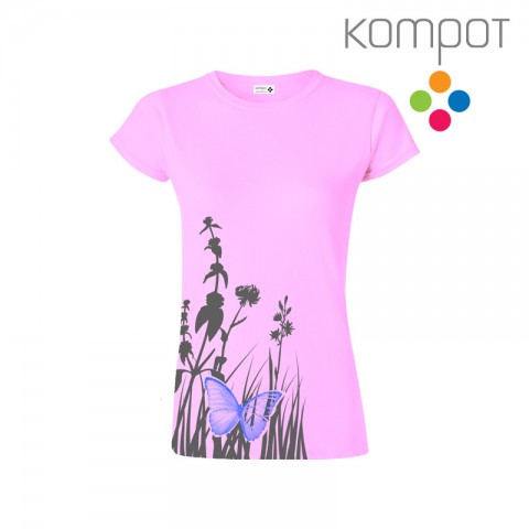 DÁMSKÉ TRIČKO :: motýl - růžové motýl motýlek tričko trička butterfly kompot t-shirt 