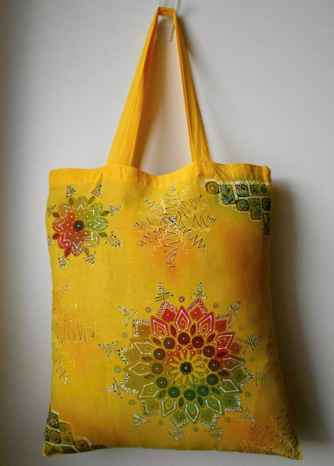 Žlutá taška s mandalami a razítky kabelky taška tašky žlutá léto mandaly 