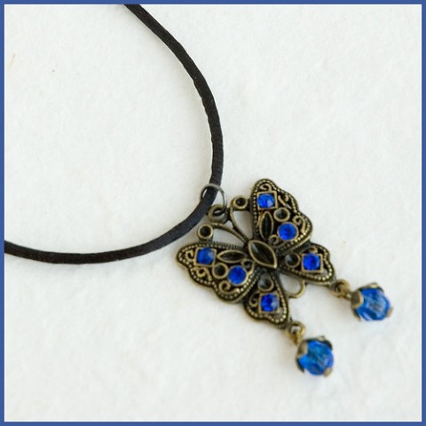 Motýl - modrý motýl elegance náhrdelník 
