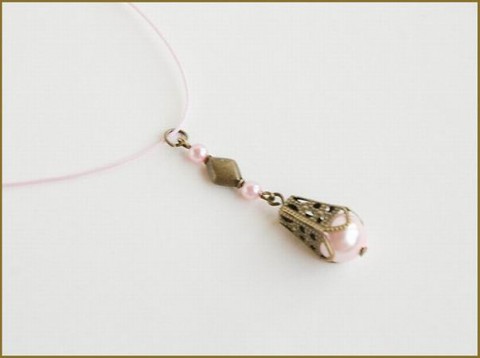 Lampička růžová - perličky lampička náhrdelník perličky 