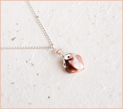 Perleť růžovohnědá perleť náhrdelník 