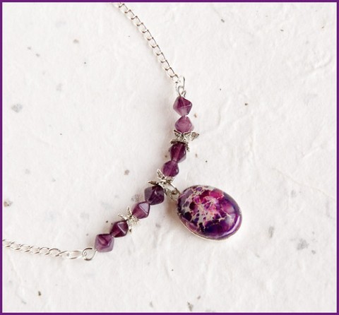 Variscit - oválek variscit fialová náhrdelník 