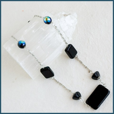 Černé obdélníky - dlouhé černá elegance náhrdelník 