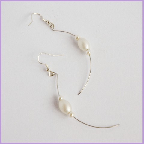 Bílé perličky- půlkroužky náušnice elegance perličky 
