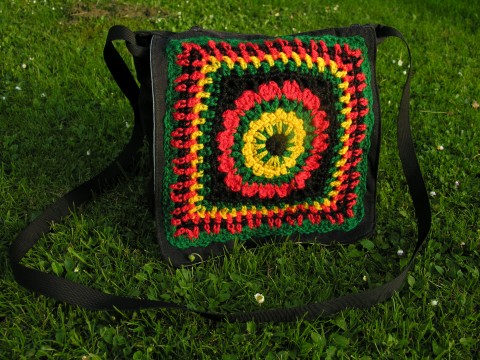 Kabela  Rasta Mandala taška háčkované šité mandala rasta kabela žebradlo rastaman reggae styl rastamanská 