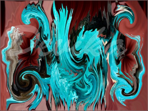 Tyrkysová erupce abstrakce obraz grafika 