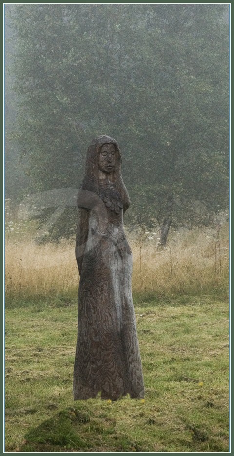 Mlžná paní mlha dřevo socha 