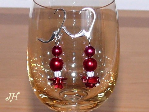 Náušnice červené voskovky náušnice vínové 