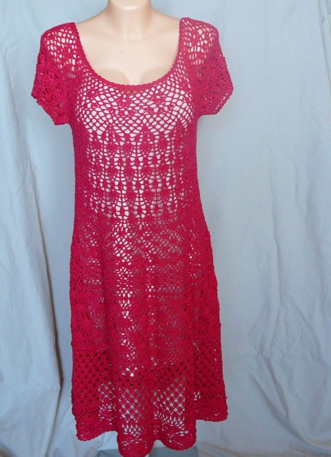 dámské háčkované šaty romantické letní šaty party háčkované šaty červené šaty společenské šaty.elegantní volný čas.dovolená 