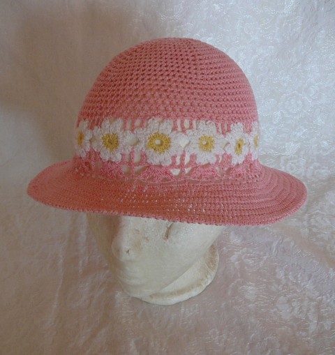růžový háčkovaný klobouk háčkovaný klobouk letní klobouk růžový klobouk 