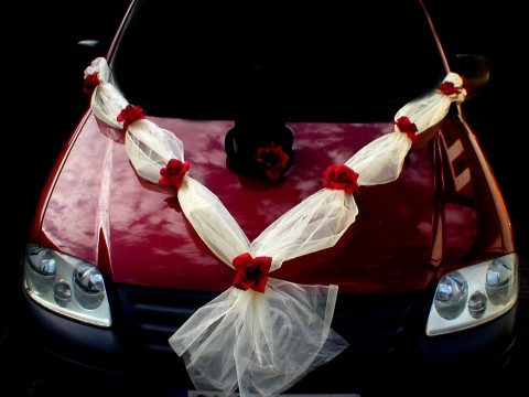 Ženichova jízda II. srdce dekorace svatba auta svatební lenka výzdoba nevěsta ženich holoubci hand made studio floristka leni kalivodová s přísavkami 