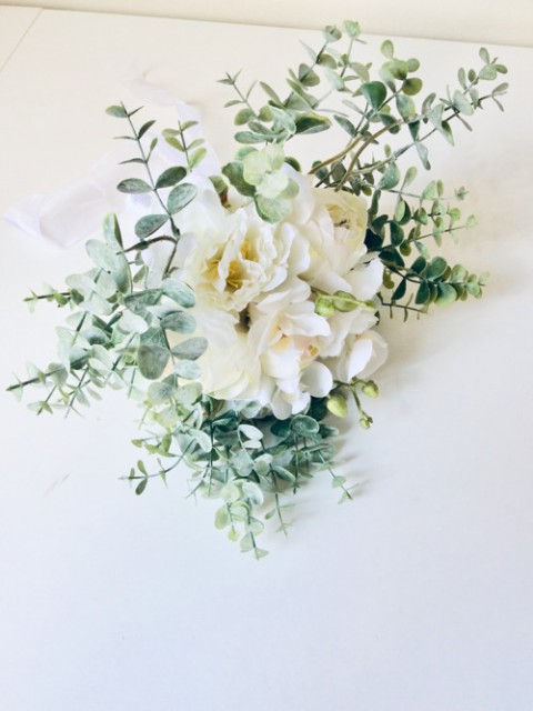 Svatební umělá kytice s eukalyptem růže kytka kytice svatební nevěsta gerbery umělá trvalá 