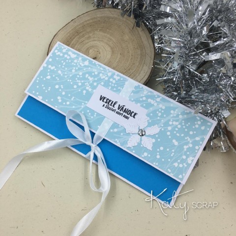 OBÁLKA / na peníze vánoční modrá dárek vánoce obal peníze obálka poukaz 