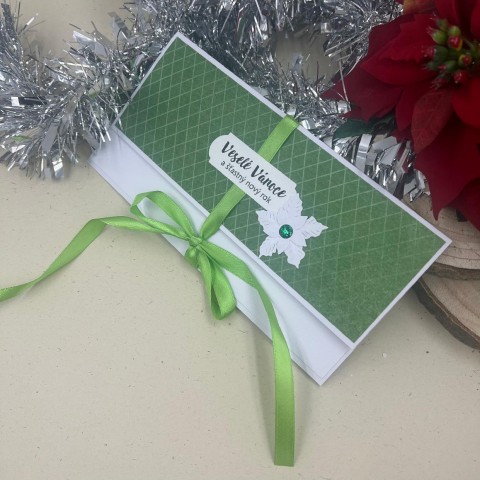 OBÁLKA / na peníze vánoční zelená dárek vánoce obal peníze obálka poukaz 