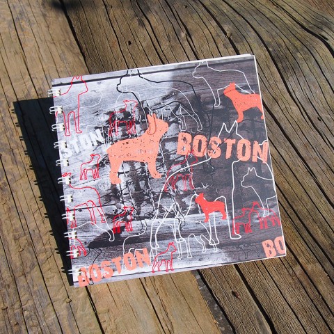 Bloček s Bostonkem dřevo pes zápisník miláček mazlíček bloček skicák boston bostone 