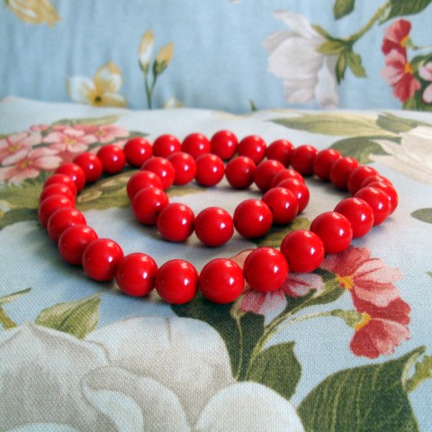 retro - jahodové korále s náramkem náhrdelník korálky červené retro náramky dámské korále jahodové stylové 