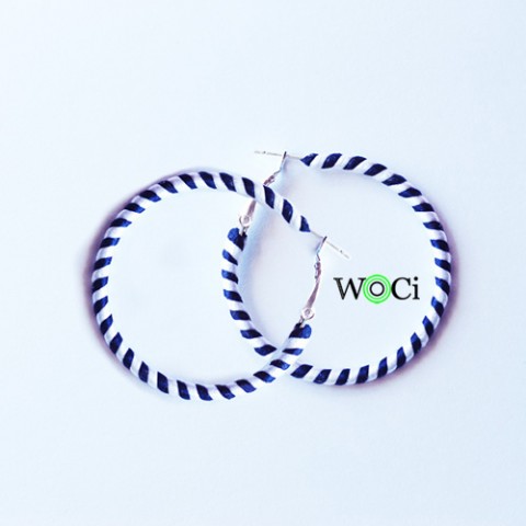 Náušnice WoCi - pruhované DUO proužky pruhy kroužky kruhové námořnické dvoubarevné 