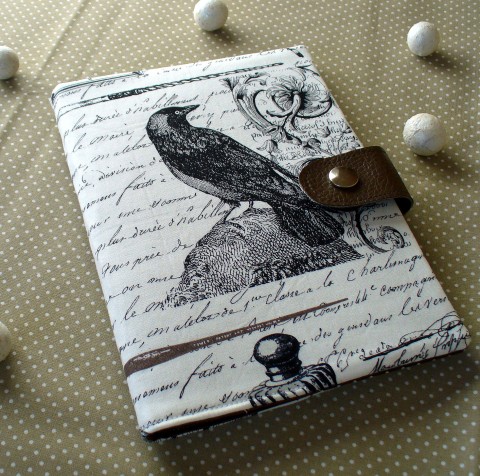 Zápisník v textilním obalu - pták obal výšivka zápisník textilní růže. 