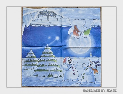 ubrousek se sněhuláky sníh strom zima vánoce ubrousek měsíc vesnice stromek stromeček sněhulák sněhuláček vesnička zpěv zpěvák 