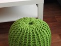 Zelený vlněný pletený sedák Puff