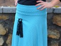 Tyrkysová puntíkatá sukně s krajkou