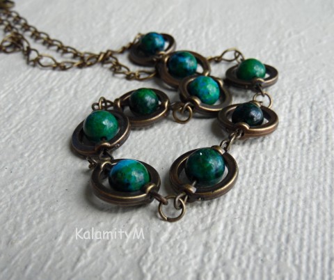 Hlubina - náhrdelník z chryzokolu náhrdelník dárek přírodní ketlovaný minerály chryzokol 