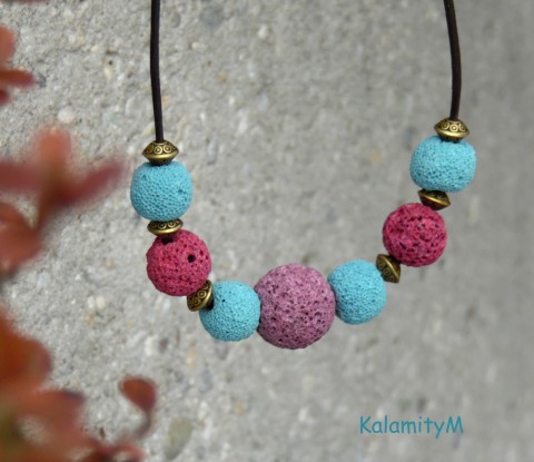 Melancholia - náhrdelník z lávy náhrdelník modrý dárek fialový růžový lávové korálky melancholický 