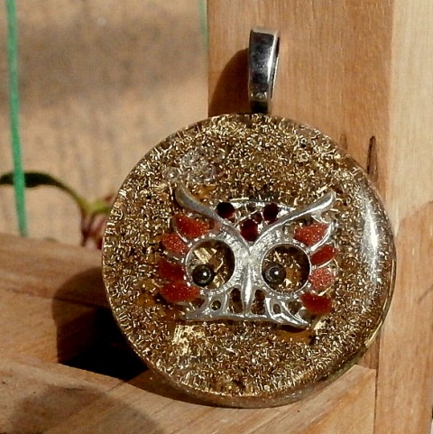 ORGONIT *Sova* šperk křišťál minerály energie drahé kameny osobní orgonit stones.luxusní pendant 