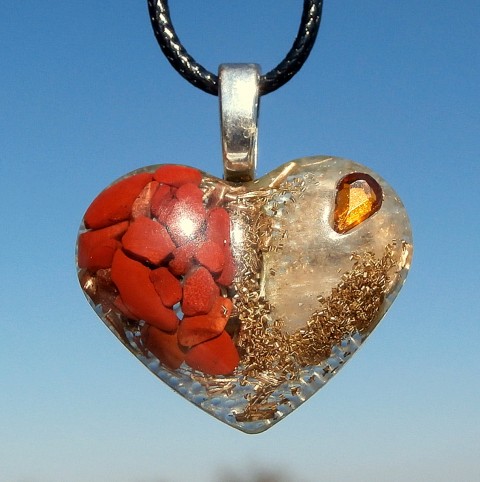 Orgonitové srdce *Červený Jaspis* šperk křišťál minerály energie drahé kameny osobní orgonit stones.luxusní pendant 