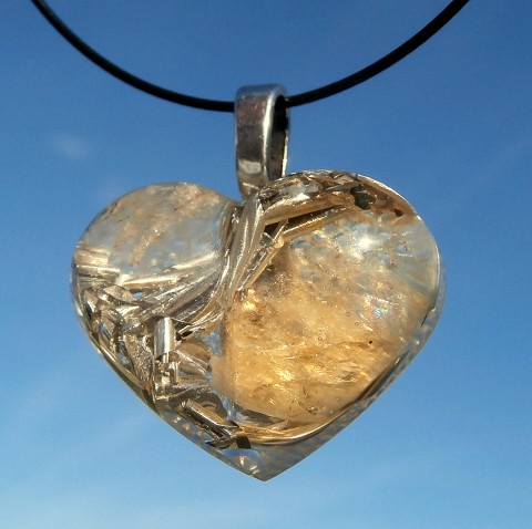 Orgonit, Citrínové srdce  *Štěstí* šperk křišťál minerály energie drahé kameny osobní orgonit stones.luxusní pendant 