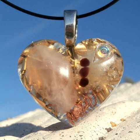 Orgonit Růženínové Srdíčko šperk křišťál minerály energie drahé kameny osobní orgonit stones.luxusní pendant 