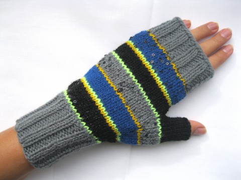 Třpytivé návleky zima pletené návleky rukavice 