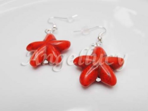 Red Star červená korálky moře náušnice hvězda léto star náušničky cestování hvězdice mačkané summer tvarovky red 
