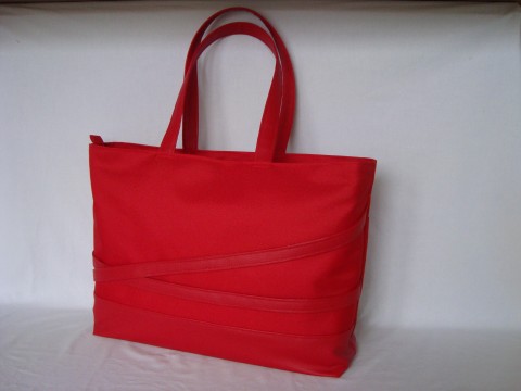 Kabelka Lady in red, velká červená kabelka červená bavlna rameno koženka kozenka bag nepromokavá red cervena handbag nepromokava 