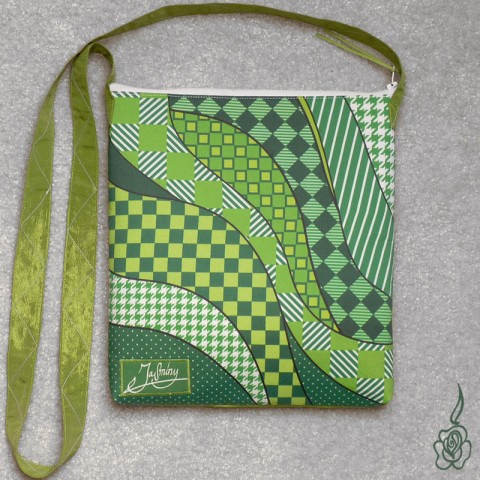 Originální taška Kostičková 3 vzorovaná zelená taška zelená kabelka crossbory 