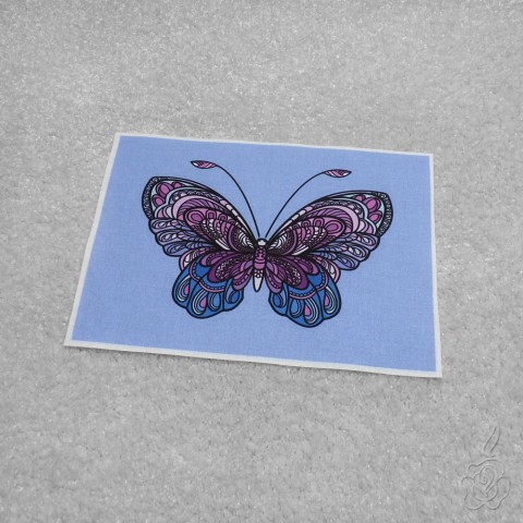 Bavlněný panel s motýlem - fialový bavlněné panely barevný motýl vzorovaná látka látkové panely látka na patchwork látka s motýlem panel s motýlem 