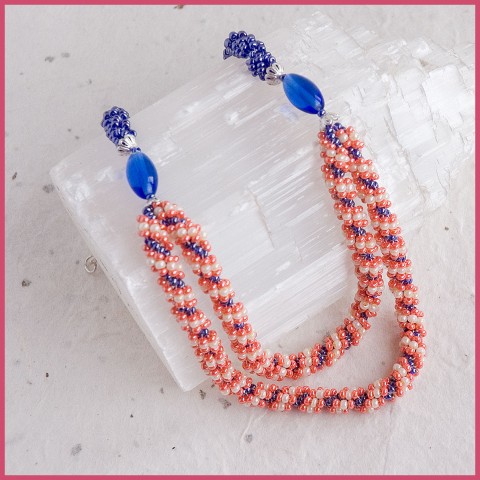 Modro oranžová náhrdelník spirála elegance 