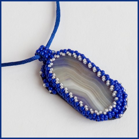 Achátový náhrdelník - ovál achát náhrdelník modrý 