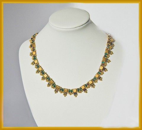 Náhrdelník - Orient zlatý náhrdelník zlatá zelená elegance 