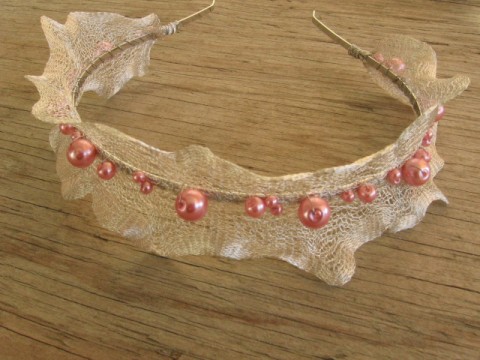 Čelenka stříbrná s růžovou II originální čelenka krajka wire krajková wirework lelyla drátováná 