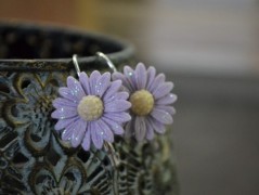 náušnice - kytičky v lila