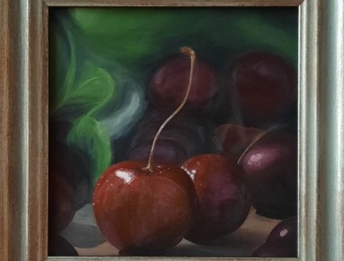 Třešně - orig. malba akrylem 20x20