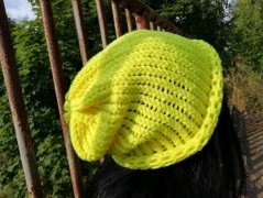 Pletená čepice 2v1 neon-žlutá