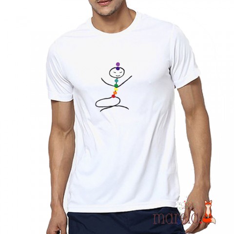 Pánské čakrové tričko Medituji :) ufo láska triko meditace tričko duha mimozemšťan čakry jóga harmonie tlapky óm jednota ufonek vědomí absolutno 